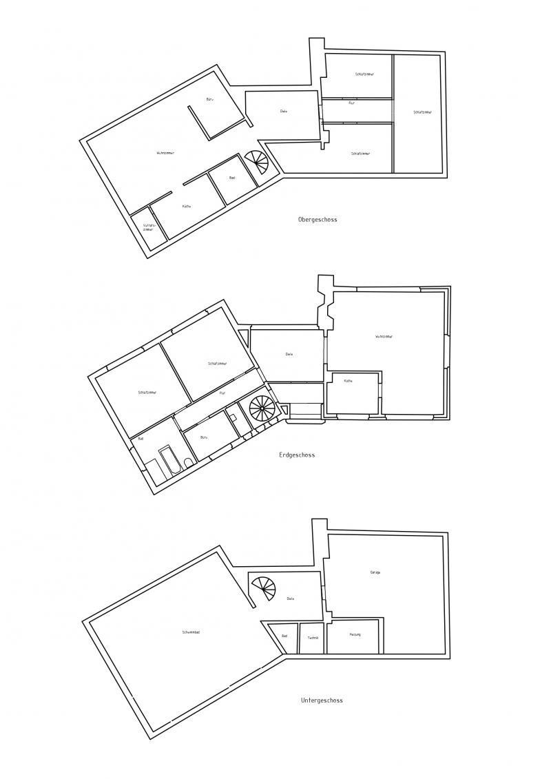 Dieses einmalige Objekt erstreckt sich über drei Ebenen und ist umgeben von einem Garten, der keine indiskreten Blicke erlaubt.
Im Erdgeschoss kommen wir in die sehr schöne und lichtdurchflutete Diele, die den Blick freigibt auf eine Fensterfassade. Hinter dieser Fassade gibt es eine grosse überdachte Terrasse mit eingemauertem Grillplatz. Von dieser Terrasse gelangt man ebenfalls zu einer schönen Ruheoase im Untergeschoss, die direkt neben dem innenliegenden Schwimmbad liegt.
Rechts neben der Diele befindet sich der sehr geräumige Living mit angrenzender Küche.
Auf der linken Seite der Diele geht es zum Schlaftrakt mit zwei Schlafzimmern, Büro und Bad.
Direkt am Eingang in der sogenannten Vordiele führt eine Wendeltreppe Sie in das Obergeschoss mit nahezu der gleichen Raumaufteilung, nämlich drei Schlafzimmern, Bad , Living, Küche und Büro.
Im Untergeschoss dieser schönen Villa befindet sich ein innenliegendes Schwimmbad dessen Fensterfront geöffnet werden kann und voll nach Süden orientiert ist.
Dort haben Sie auch Zugang zu der vorher erwähnten Oase, über die man wiederum über eine Treppe zur überdachten Terrasse kommt, die wir am Anfang des Exposés bereits erwähnt haben.
Des Weiteren gibt im Untergeschoss eine sehr grosse Garage, die Platz für 2 bis 3 Autos bietet und natürlich die Technikräume für Heizung und Schwimmbad.
Allein der fantastische Blick über das schöne Dorf Hergenrath und weit darüber hinaus rechtfertigt eine Besichtigung.    